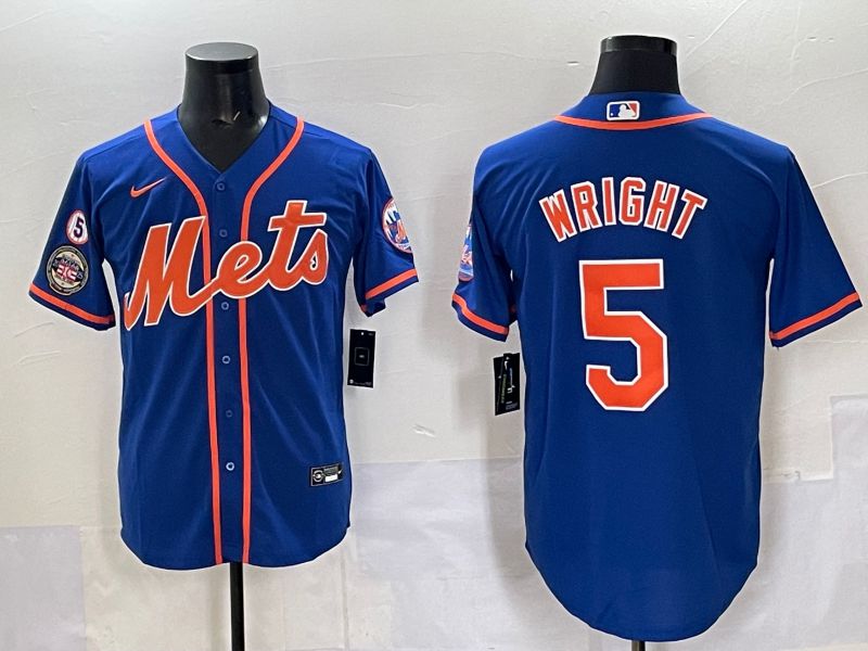 Men 2025 New York Mets #5 Wright Blue Game Nike MLB Jersey style 07